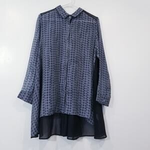 Comfy U.S.A Shinny Polka Dots Sheer Lightweight Lagenlook Blouse Oversized